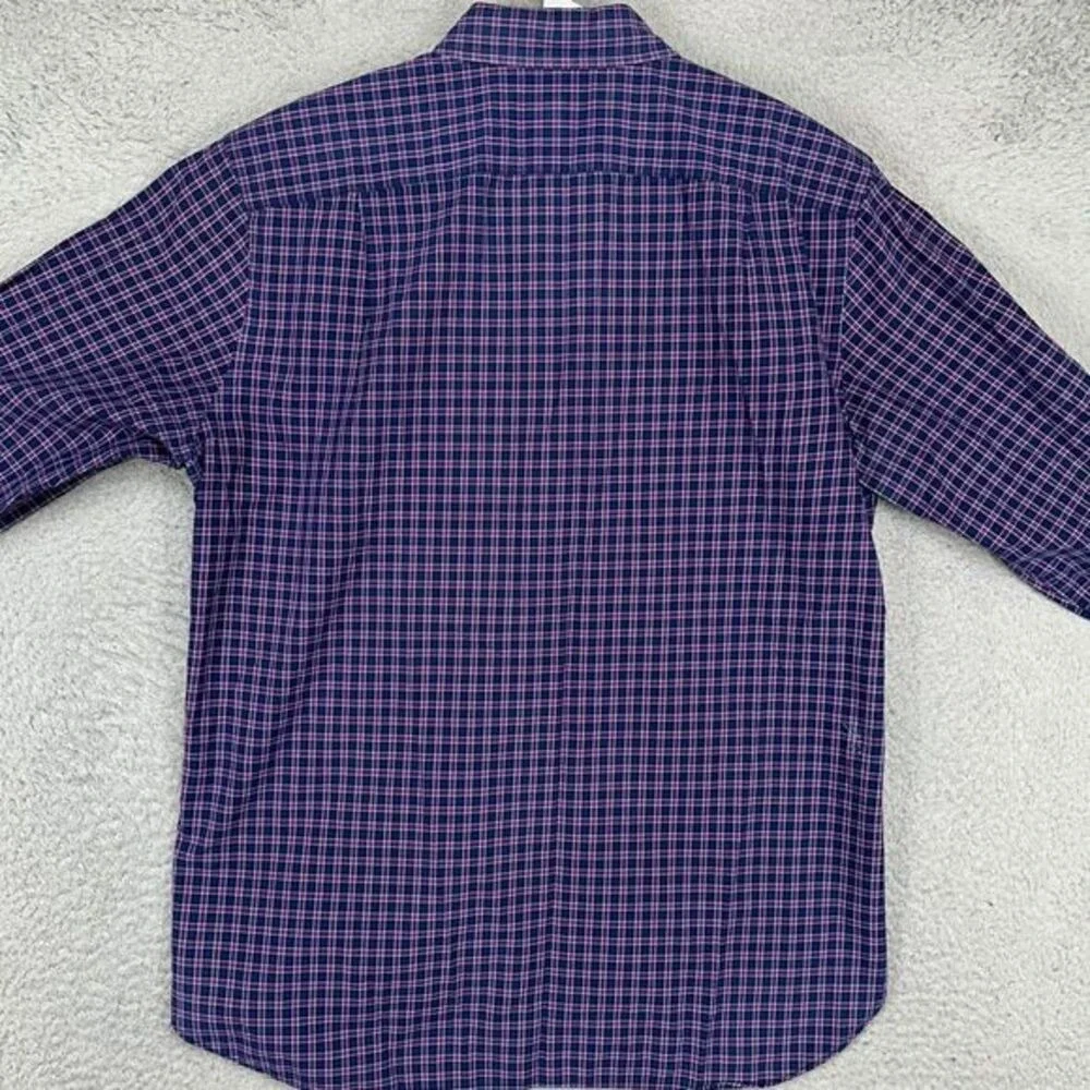 J Crew Button Down Shirt Mens Medium Blue Red Plaid Long Sleeve Pocket Cotton